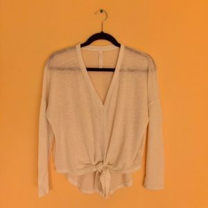 The Group Babaton Aritzia Cream Front Tie Cardigan